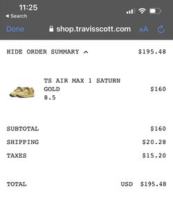 Travis Scott Saturn Gold Air Max Size 8.5