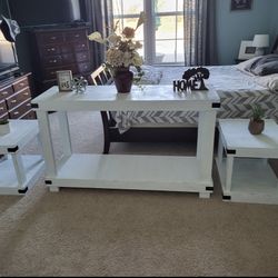 handmade console table & 2 end tables