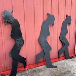  Cowboy Outside Wooden  Silhouette 