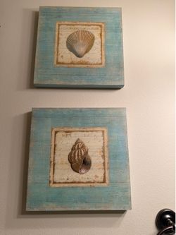 Set of 4 Coastal Beach Wall Art Decor – "Bijou de Mer" Series by Daphne Brissonnet