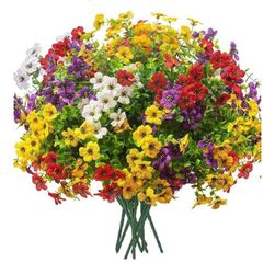 12 Bundles Artificial Flowers for Outdoors