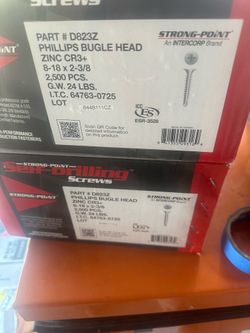 8-18 x 2 3/8 Strong-Point Phillips Bugle Head Self Drilling Drywall Screw Zinc Plated