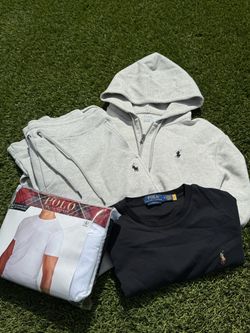 Polo Ralph Lauren Men’s Clothing Bundle – Hoodie, Joggers, T-Shirt & 7 Wicking Crews – $419+ Retail Value – Sizes M/L