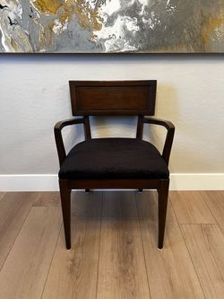 Vintage Mid-Century Modern Danish Style Art Deco Walnut Armchair w/ NEW Black Velvet Upholstery