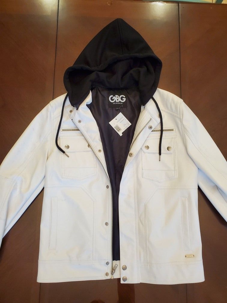 Guess Leather Jacket With Hoodie Size M