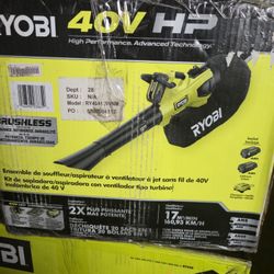 RYOBI 40V HP Brushless 100 MPH 600 CFM Cordless Leaf Blower/Mulcher/Vacuum with (2) 4.0 Ah Batteries