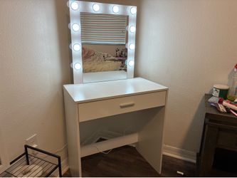 Vanity With Mirror and Chair