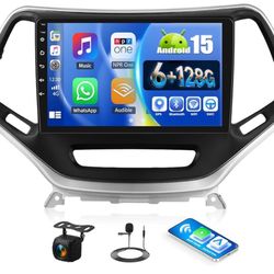 [8 Core 6G+128G]Android 15 Car Stereo for Jeep Cherokee 2013-2018 with Wireless CarPlay Android Auto