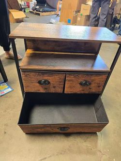 Vintage Industrial Mobile Storage Cart with Drawers & Wheels