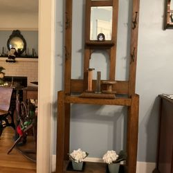 Antique Mission Style Oak Hall Tree