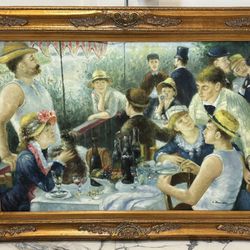 BEAUTIFUL VINTAGE LARGE WOOD FRAMED OIL PAINTING SIGNED 