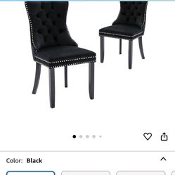 2 Piece Set Velvet Upholstered Dining Chairs, Wingback Side Chairs.