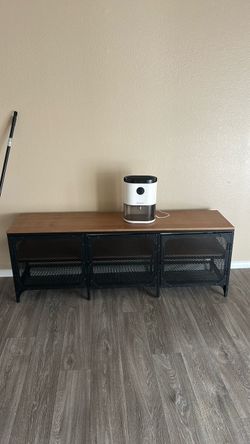 Industrial TV Stand with Metal Mesh Doors
