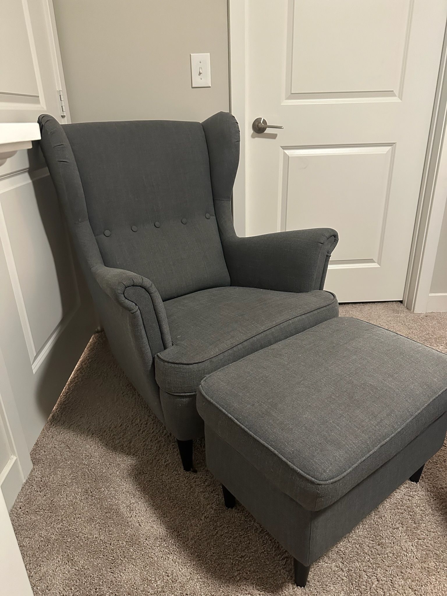 IKEA wingback chair with ottoman