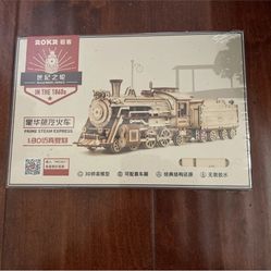 ROKR Wooden Train 3D Puzzle Prime Steam Express Mechanical Model Kit MC501