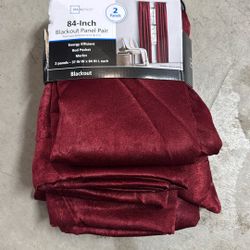 2 Panels Red Black Out Curtains