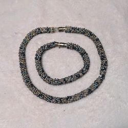 Necklace Bracelet Matching Silver Black Beaded Necklace Bracelet Set