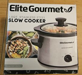Elite Gourmet MST-250XS Electric Slow Cooker Ceramic Pot, Adjustable Temp, Entrees, Sauces, Stews & Dips, Dishwasher Safe Glass Lid & Crock, 1.5 Quart