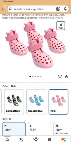 Pink Dog Booties 4-Pack Size M