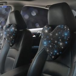 Blinged Heart Headrest Pillows ( Blk)