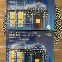 Christmas Decorations: Icicle 150 Boxed Lights (2),  Wreath $10 Each