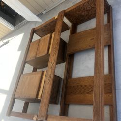 Oak Shelves And Cabinet / Entertainment Center 