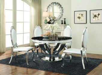 5PC MARBLE TOP DINING ROOM SET