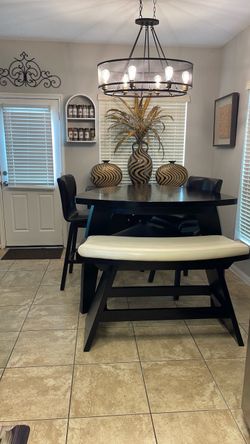 Solid Wood and Leather Dining Set