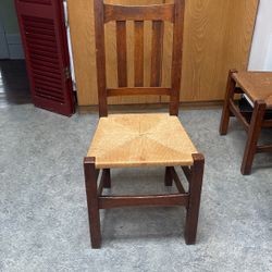 4 Solid Rustic (Mission Style?) Wooden Chairs