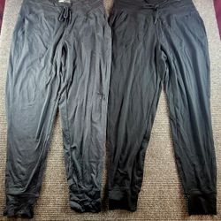 Lole Jogger Pants Women's Large Or medium Gray Black Stretch Pockets Drawstring 2 Pair