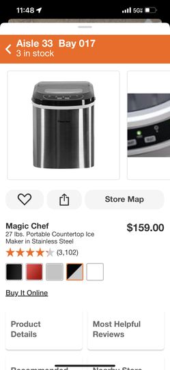 Magic Chef 27 lbs. Portable Countertop Ice Maker in Stainless Steel