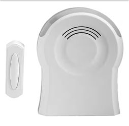 Defiant Wireless Battery Operated Tabletop Doorbell Kit with LED Strobe Light and Wireless Push Button, White=W7-151