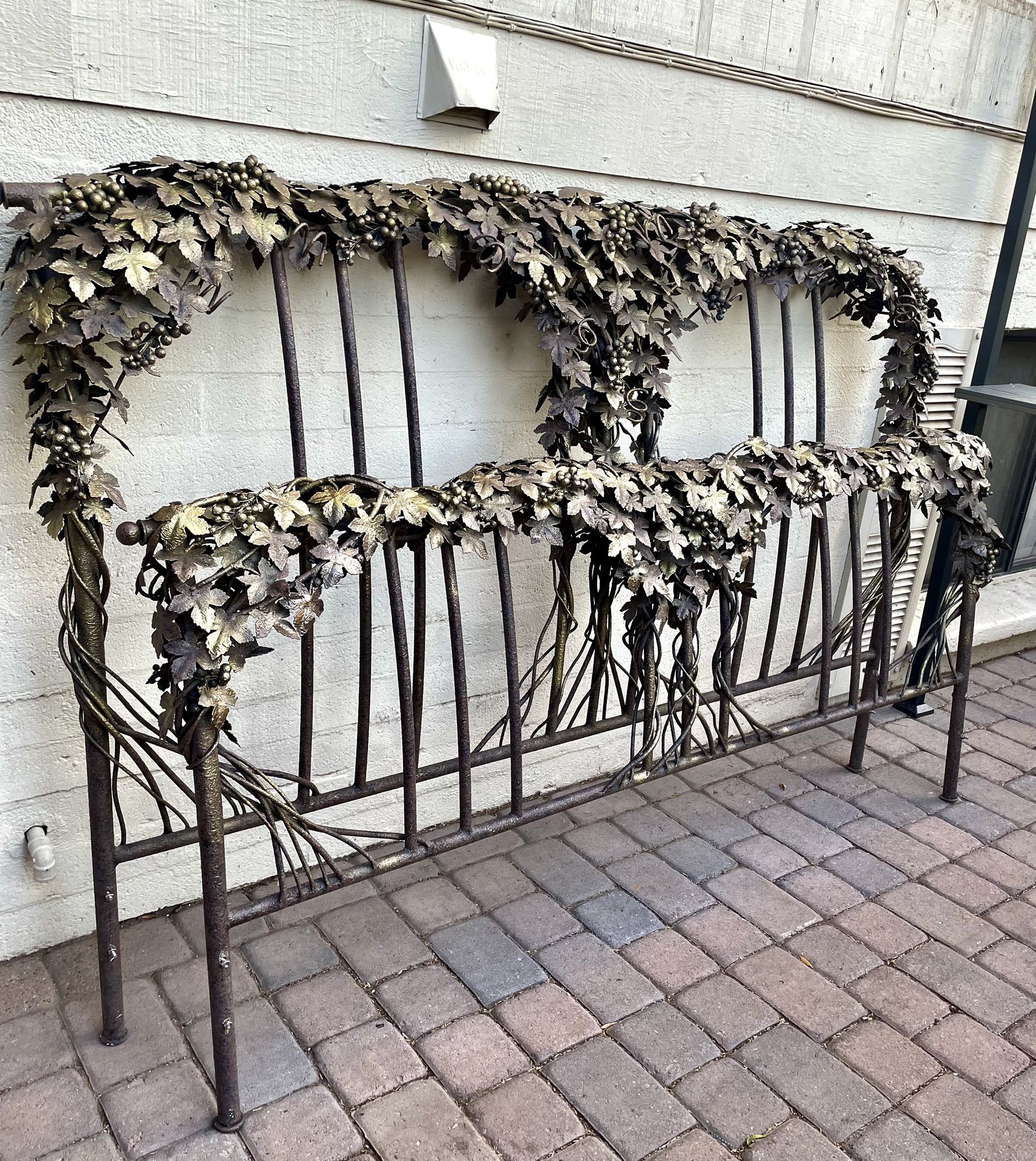 Magnificent Vintage Welded Metal King Size Grapevine Headboard & Footboard