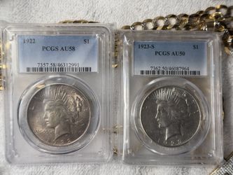1922 Silver Peace Dollar PCGS AU58 & 1923-S Silver Peace dollar 🔥 OPEN TO TRADES 🔥 