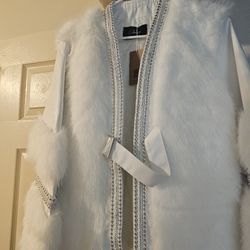 White Leather Jacket W/silver