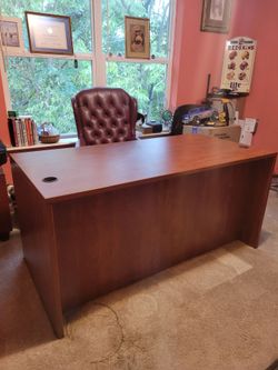 Office Desk and Leather Chair