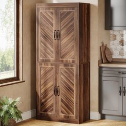 69" Kitchen Pantry Cabinet, Farmhouse Storage Cabinet with 4 Adjustable Shelves