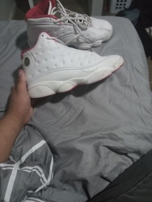 White And Red Jordan 13s