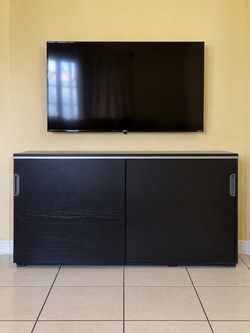 Large Black Storage Cabinet / TV Console – 63” Wide – 2 Available