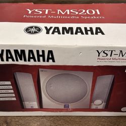 Yamaha YST-MS201 2.1 Multimedia Powered Speakers 3.5mm 45Hz Bass Wood Subwoofer 