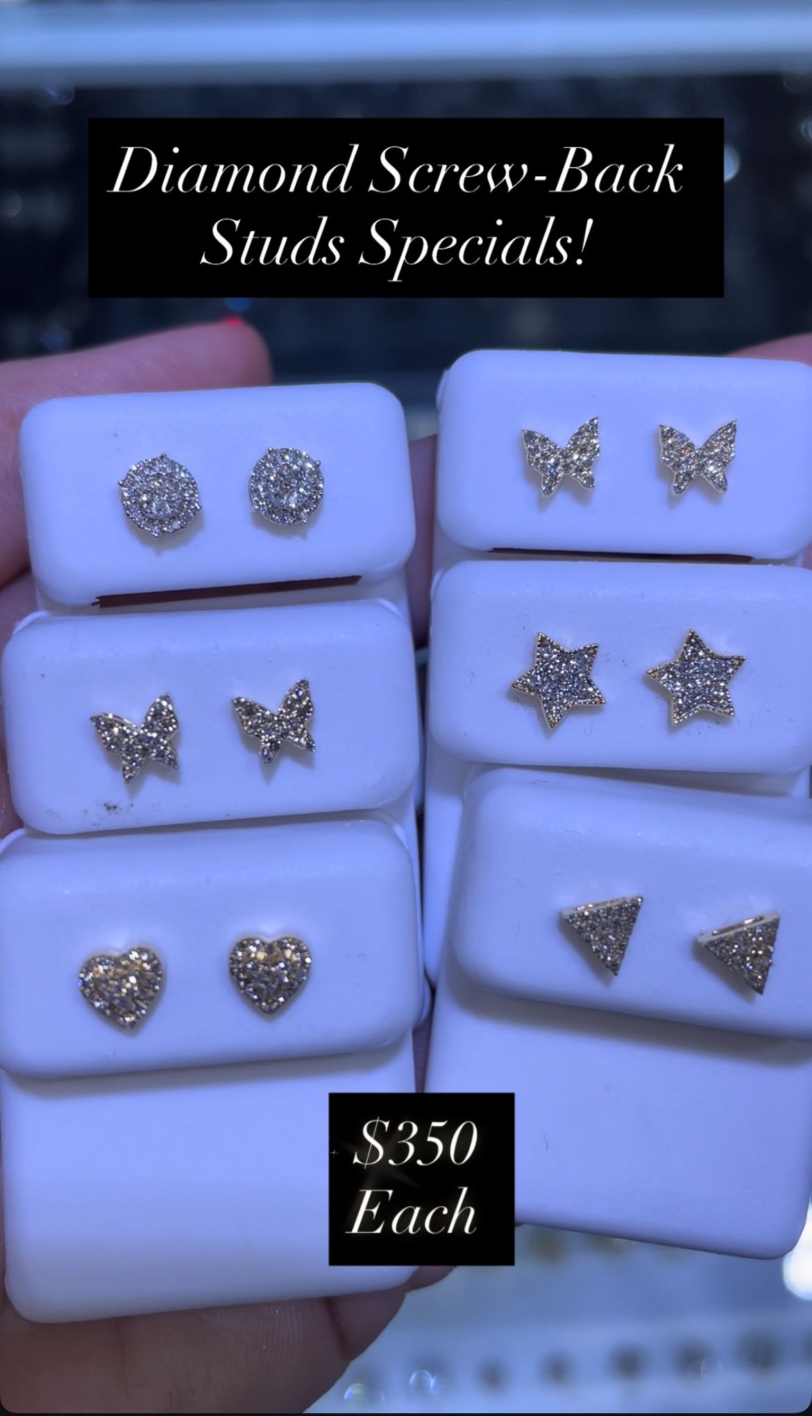 10K Natural Diamonds Screw Back Earring