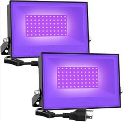 2 Pack 38W LED Black Lights, Blacklight Flood Light with Plug, IP66 Waterproof, for Halloween Party, Glow in The Dark, Stage Lighting, Aquarium, Body 