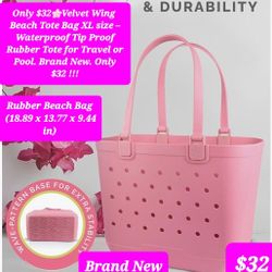 $32🌸Beach Tote Bag by Velvet Wing  XL size – Waterproof Tip Proof Rubber Tote for Travel or Pool. Brand New. Only $32 !!!