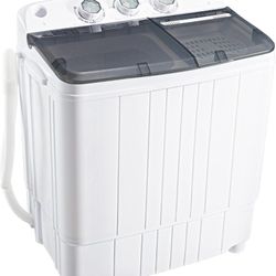 Washing Machine, Portable Washer, 17.6 lb Wash and Spin Cycle, Semi-Automatic Washer, Compact Washer and Dryer Combo, Twin Tub Mini Washer (Gray and W