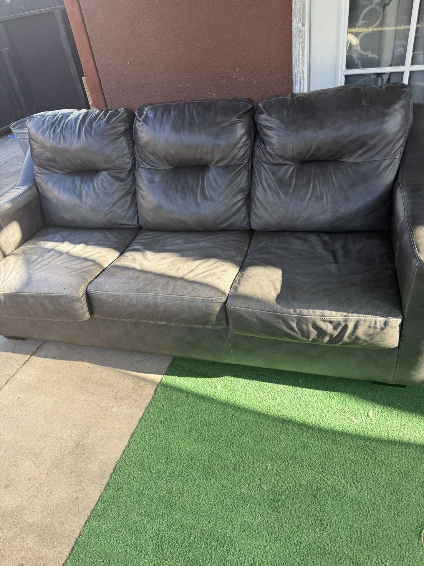Grey Leather Couch