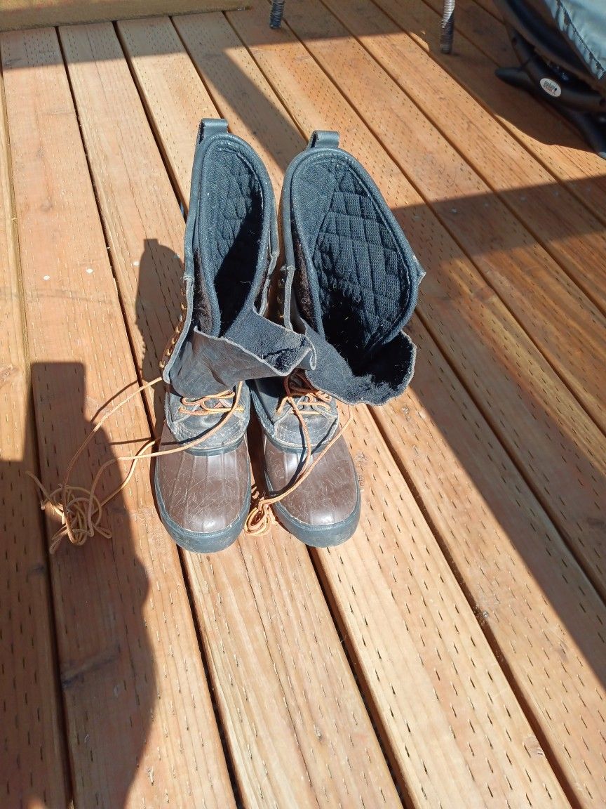 Hoffman's Calk Loggers Rubber Bottom Boots Size 7 Removable Thinsulate Very Nice Condition