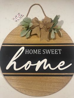 Glitz Home Sweet Home Round Wood Door Sign