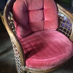 Vtg MCM Bamboo Chair on wheels