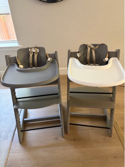 Tripp trapp high chair with tray.
