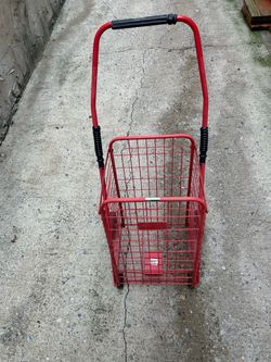 Red Wire Rolling Shopping Cart